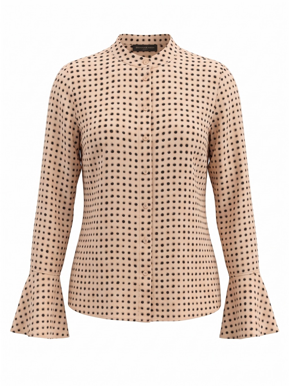 🌷Donna Karan🌷Pink Polka Dot Silk Blouse🌷NWOT🌷XS🌷Bell Sleeves🌷So Elegant🌷